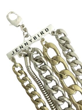 Jenny Bird Mixed Metals Cuff Bracelet Five Chain Styles Gold Silver